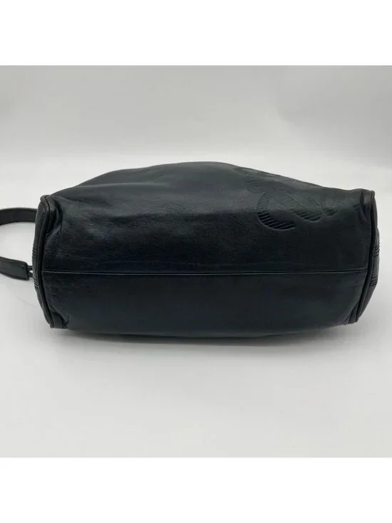 Loewe Shoulder Bag Black Anagram Embossed Nappa Leather Chain Vintage - Picture 7 of 13